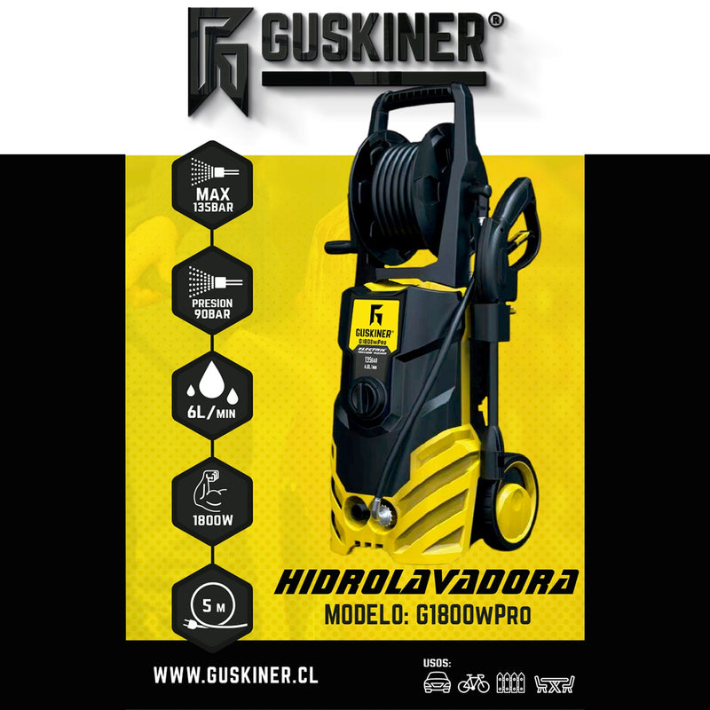 Hidrolavadora con manguera de alta presión Modelo G1800W Guskiner