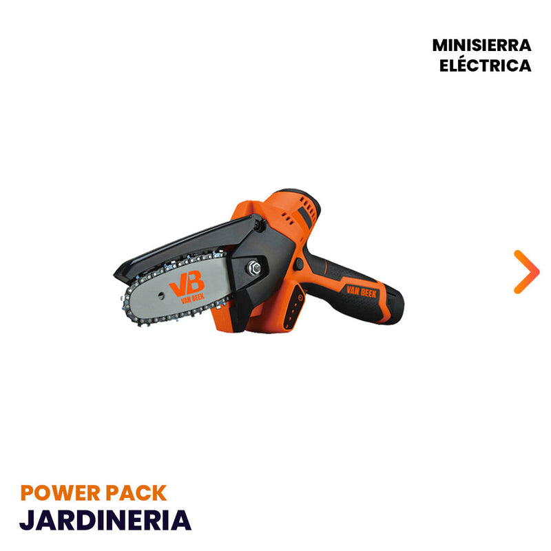 POWER PACK PODA 3 - Minisierra eléctrica de 252W y Largo de la espada 10.1cm Modelo vBSE4 + Motosierra 2 Tiempos de 22" de largo con sistema anti vibración Modelo vB60 van Beek