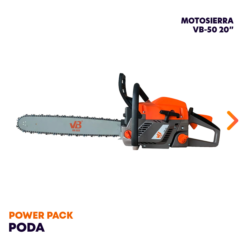 POWER PACK PODA 2 - Minisierra eléctrica de 252W y Largo de la espada 10.1cm + Motosierra 2 Tiempos de 20" de largo con sistema anti vibración Modelo vB50 van Beek