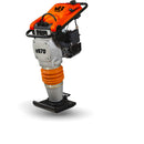 Un compactador/apisonadora de placas Van Beek HvB70A compactando eficazmente el suelo en un sitio de construcción chileno.