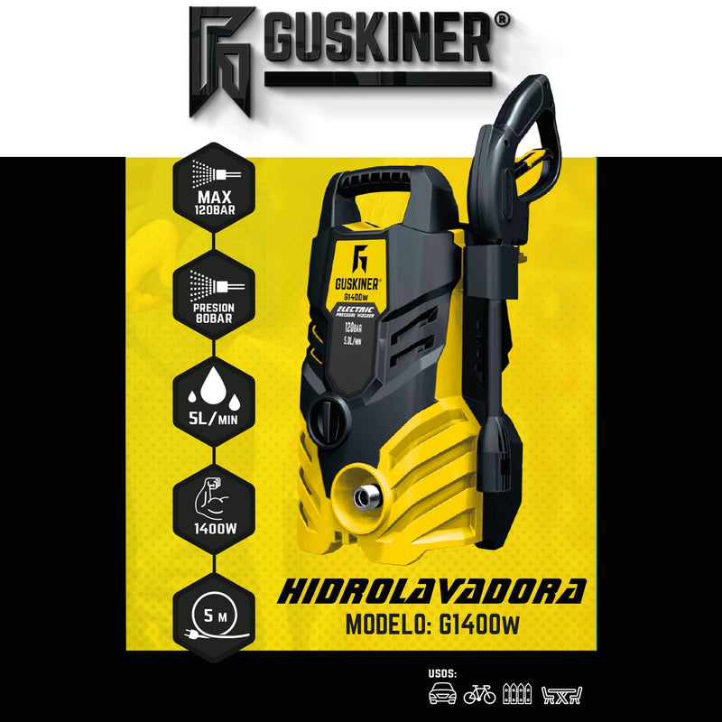 Hidrolavadora 1400W con manguera de alta presión Modelo G1400W Guskiner
