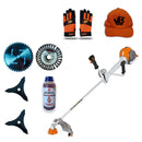 POWER PACK Orilladora Desbrozadora Profesional van Beek 3vB520 + Discos de cortes, Aceite, Gorro y Guantes